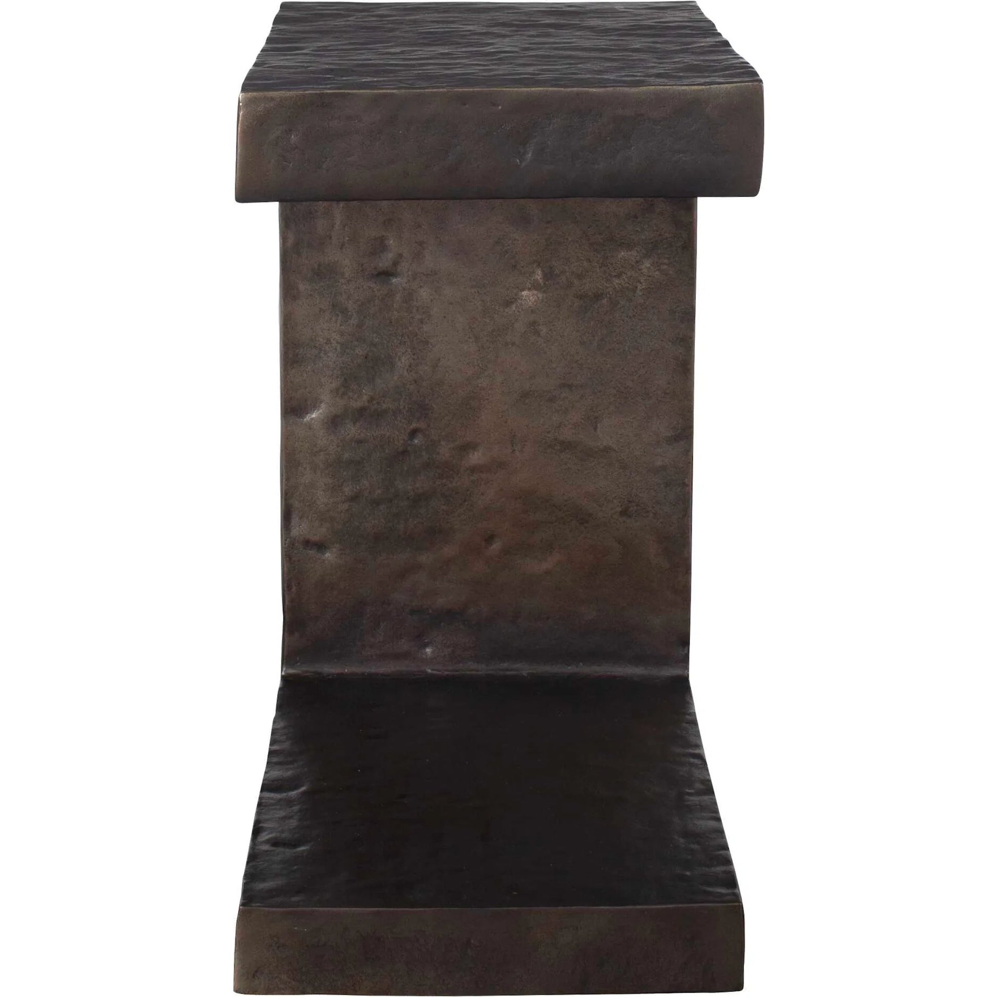 Obra Outdoor Side Table by Uttermost in dark bronze. Made from metal in a unique style.