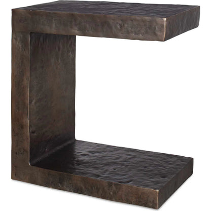 Obra Outdoor Side Table by Uttermost in dark bronze. Made from metal in a unique style.