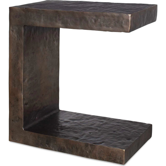 Obra Outdoor Side Table by Uttermost in dark bronze. Made from metal in a unique style.