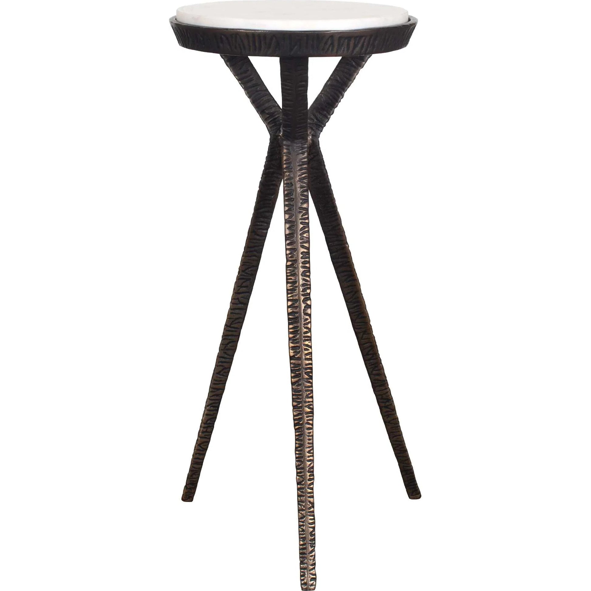 Tilton Accent Table by Uttermost in dark bronze. Made from metal, marble in a modern style.