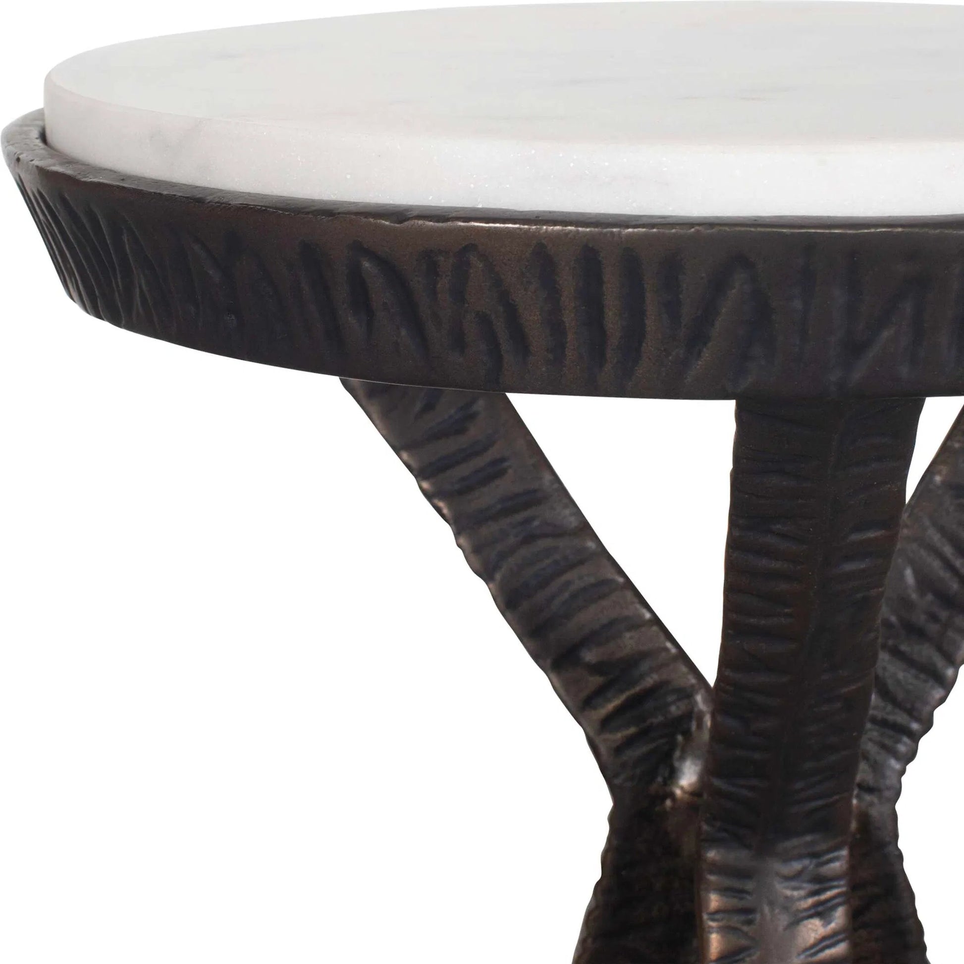 Tilton Accent Table by Uttermost in dark bronze. Made from metal, marble in a modern style.