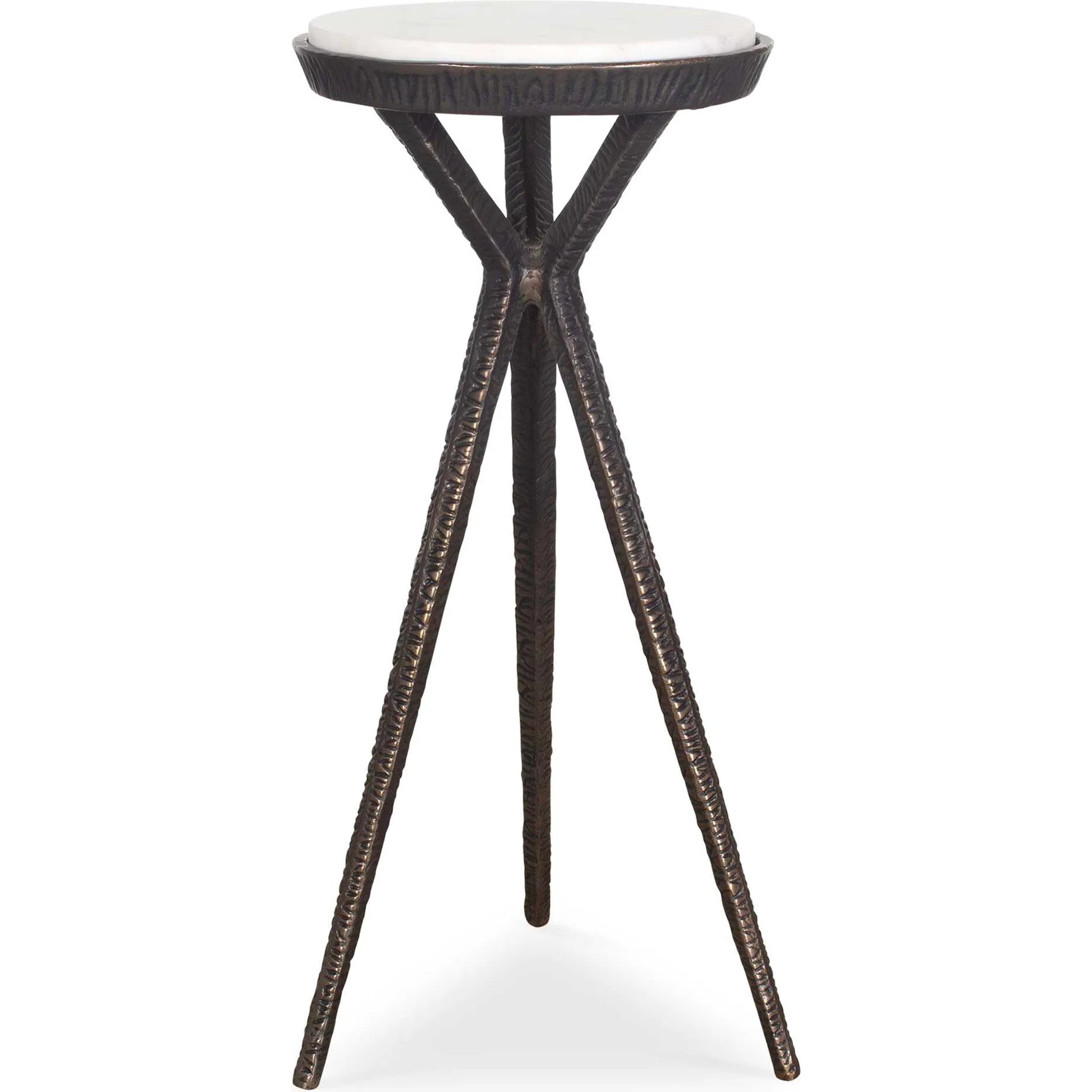Tilton Accent Table by Uttermost in dark bronze. Made from metal, marble in a modern style.