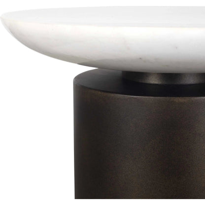 Olso Outdoor Accent Table by Uttermost in dark bronze. Made from metal, marble in a modern style.