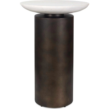 Olso Outdoor Accent Table by Uttermost in dark bronze. Made from metal, marble in a modern style.