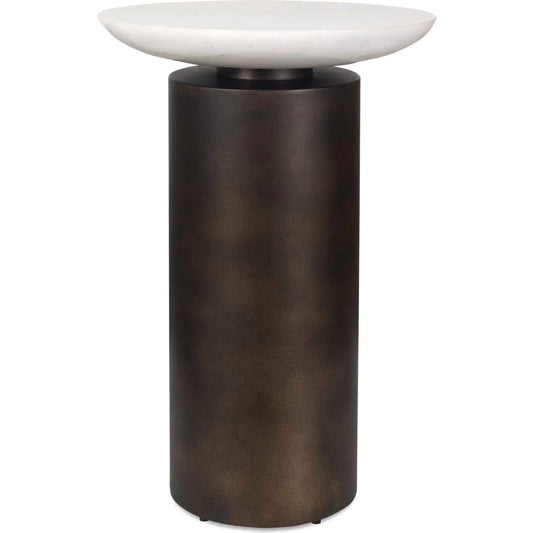 Olso Outdoor Accent Table by Uttermost in dark bronze. Made from metal, marble in a unique style.