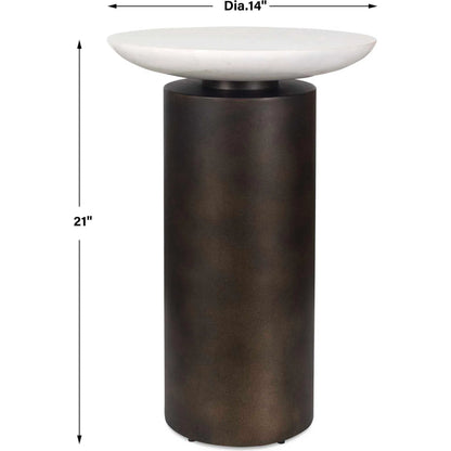 Olso Outdoor Accent Table by Uttermost in dark bronze. Made from metal, marble in a modern style.