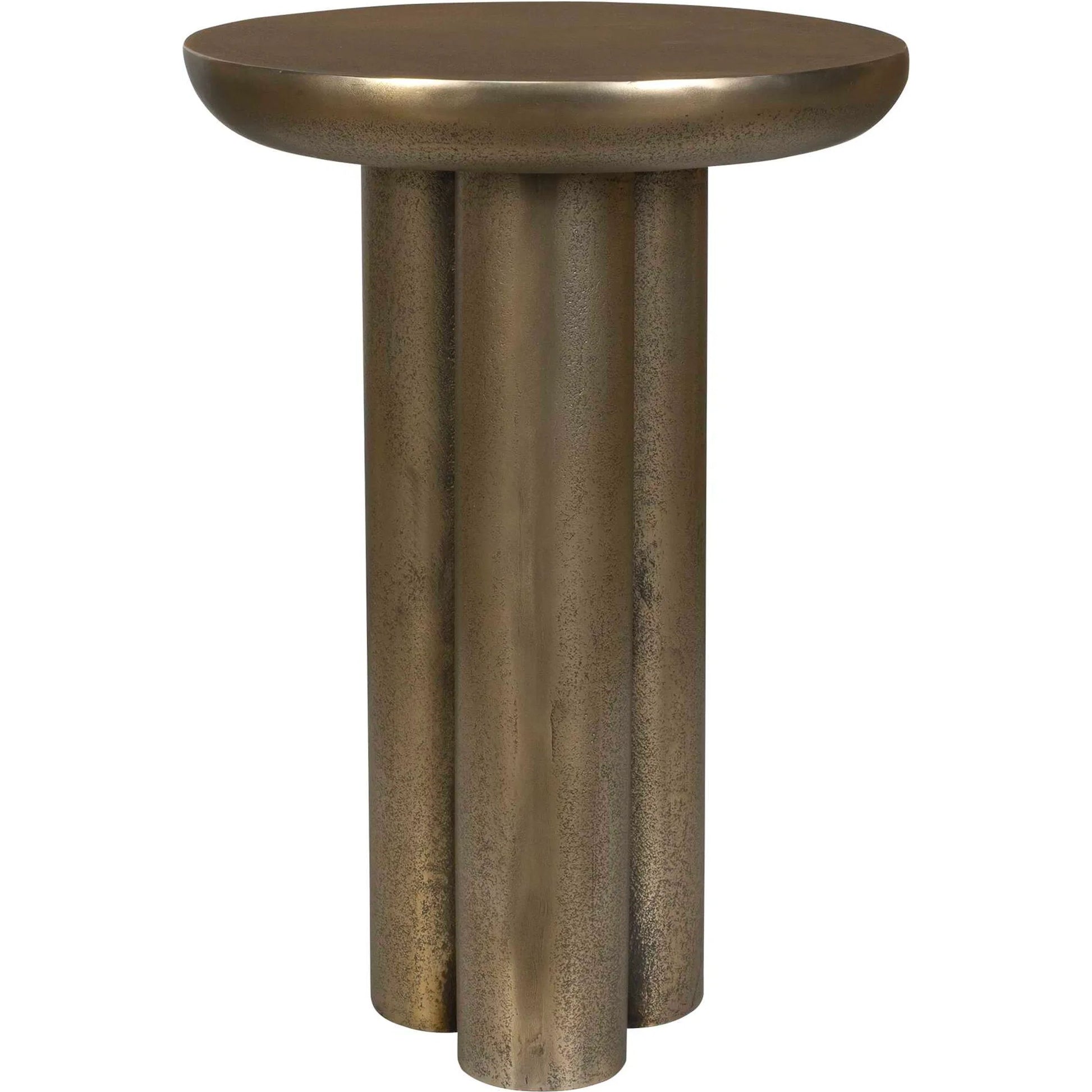 Thorp Outdoor Accent Table by Uttermost in brass. Made from metal in a modern style.