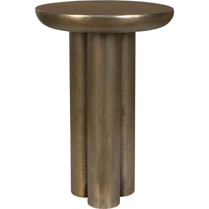 Thorp Outdoor Accent Table by Uttermost in brass. Made from metal in a modern style.