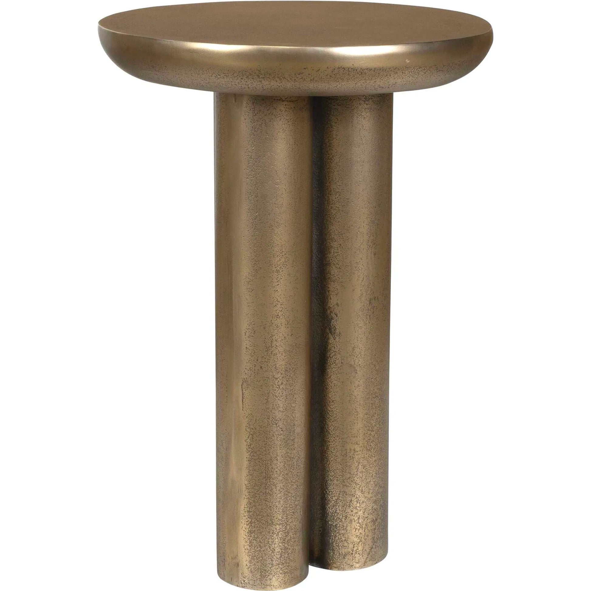 Thorp Outdoor Accent Table by Uttermost in brass. Made from metal in a modern style.
