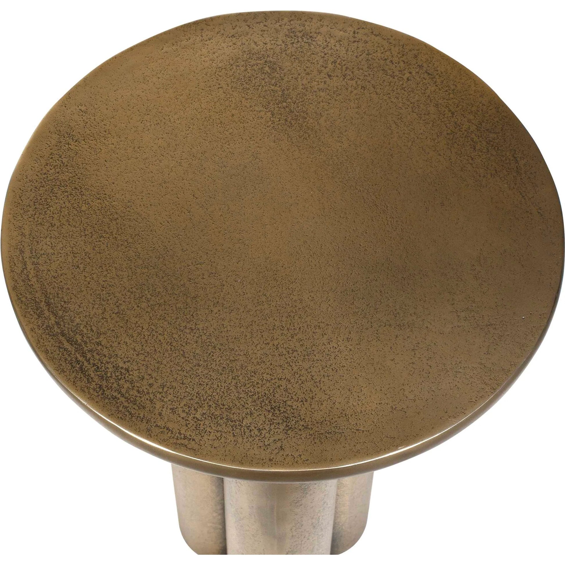 Thorp Outdoor Accent Table by Uttermost in brass. Made from metal in a modern style.