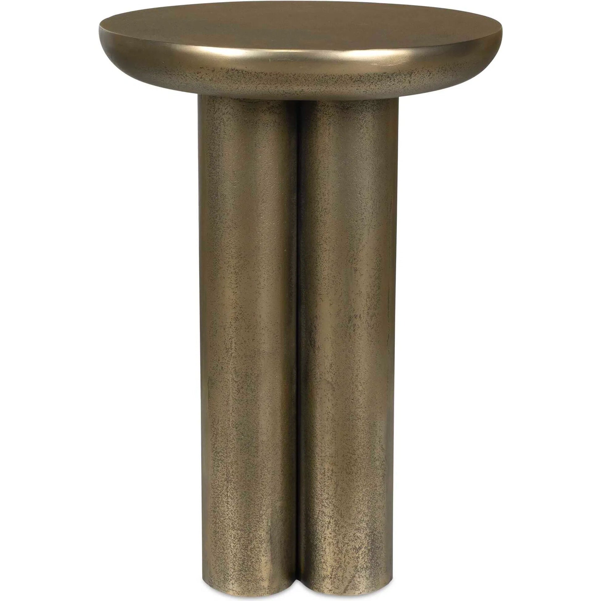 Thorp Outdoor Accent Table by Uttermost in brass. Made from metal in a modern style.