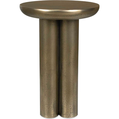 Thorp Outdoor Accent Table by Uttermost in brass. Made from metal in a modern style.