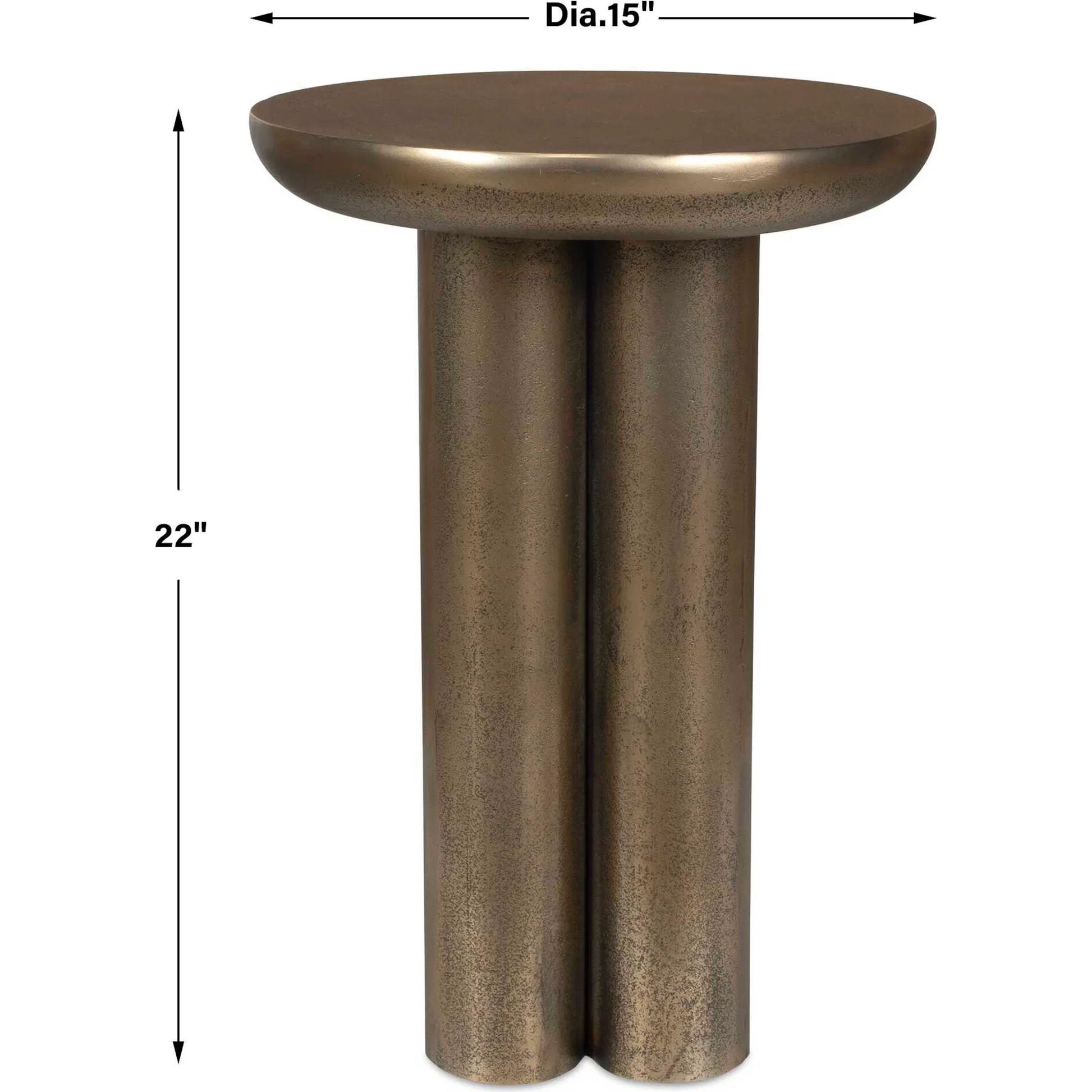 Thorp Outdoor Accent Table by Uttermost in brass. Made from metal in a modern style.