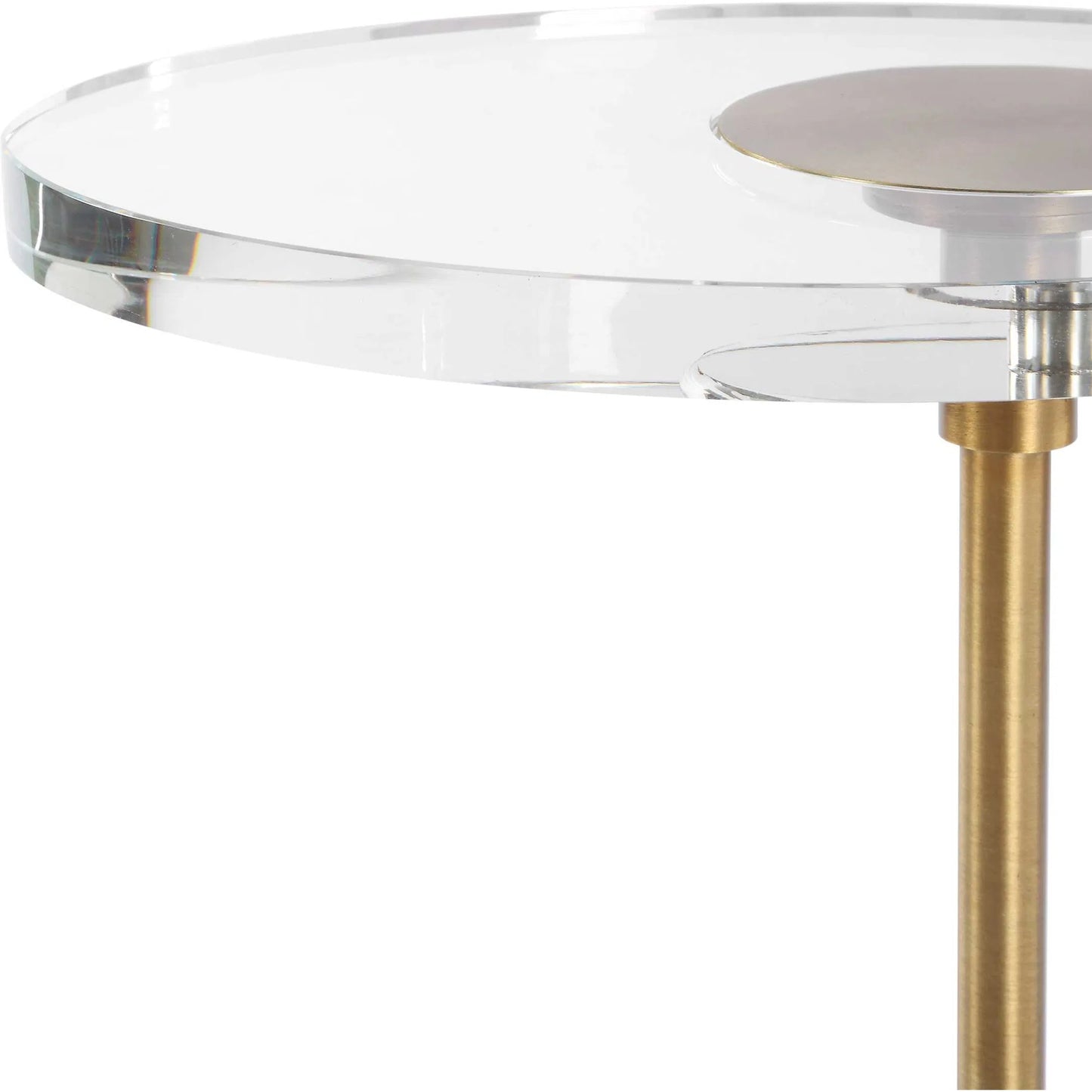 002 SI-2386790 | Closeup | Kaufman Accent Table by Uttermost in brass. Made from metal, crystal, resin in a transitional style.