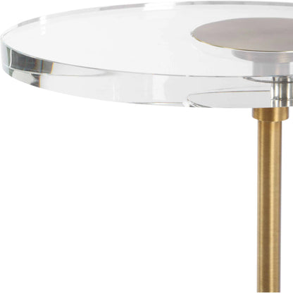 Kaufman Accent Table by Uttermost in brass. Made from metal, crystal, resin in a transitional style.