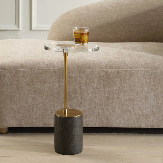 Kaufman Accent Table by Uttermost in brass. Made from metal, crystal, resin in a unique style.
