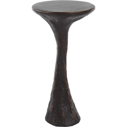 Milan Outdoor Drink Table by Uttermost in dark brown. Made from concrete in a rustic style.