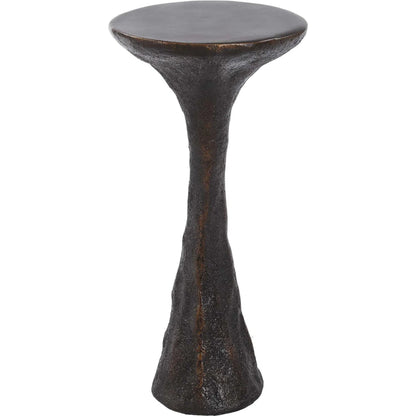 Milan Outdoor Drink Table by Uttermost in dark brown. Made from concrete in a rustic style.