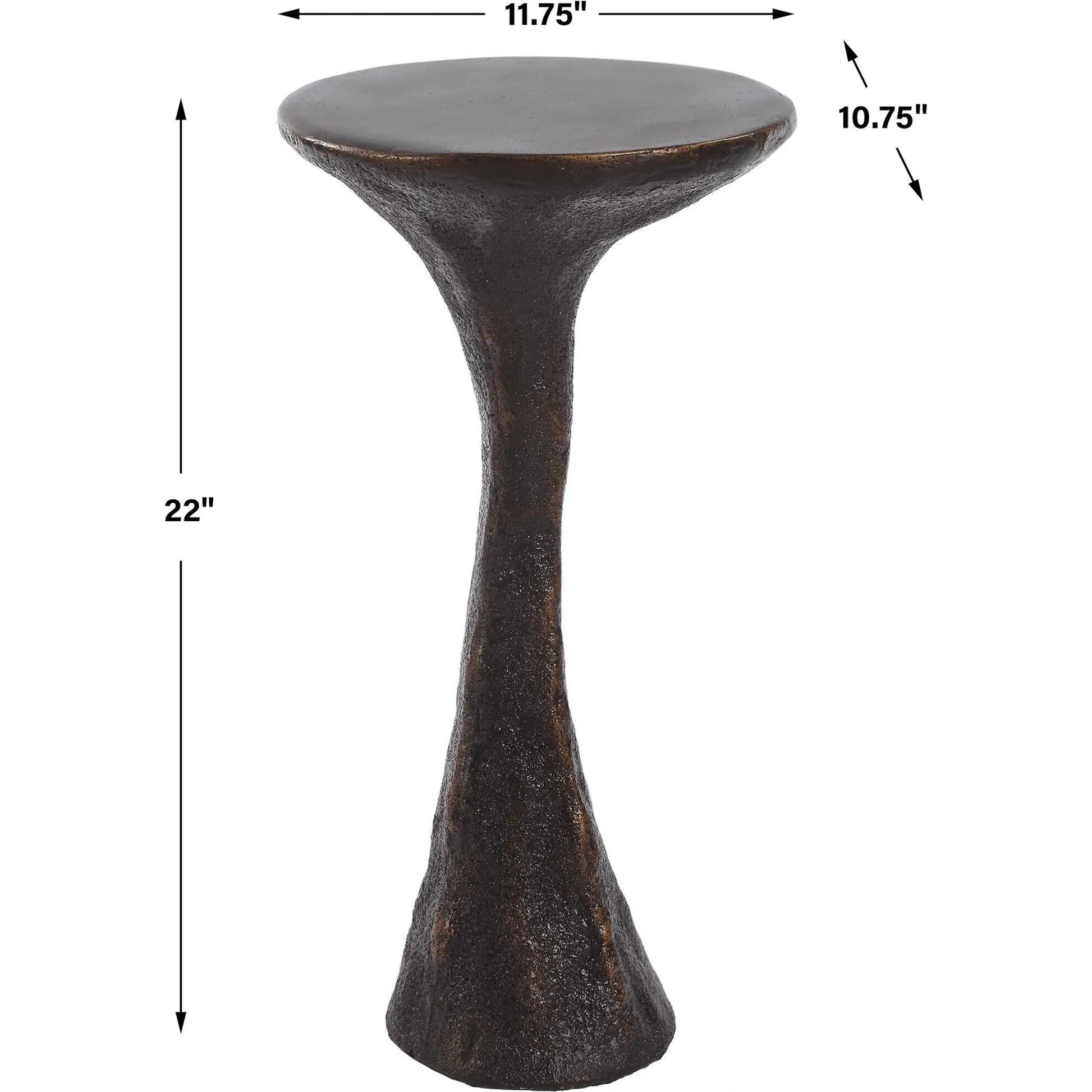 Milan Outdoor Drink Table by Uttermost in dark brown. Made from concrete in a rustic style.