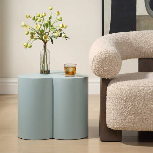 Beven Outdoor Accent Table by Uttermost in light blue. Made from metal in a unique style.