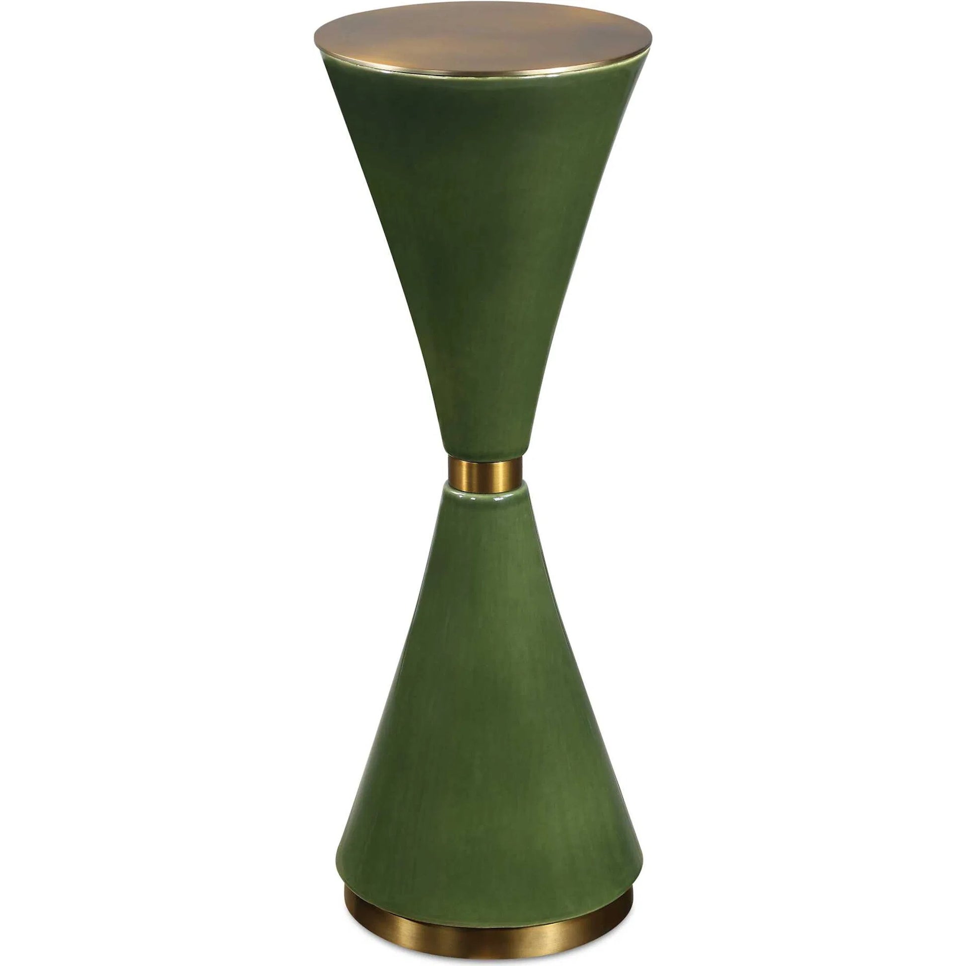 Ronde Jade Drink Table by Uttermost in jade, brass. Made from ceramic, iron in a eclectic & global style.