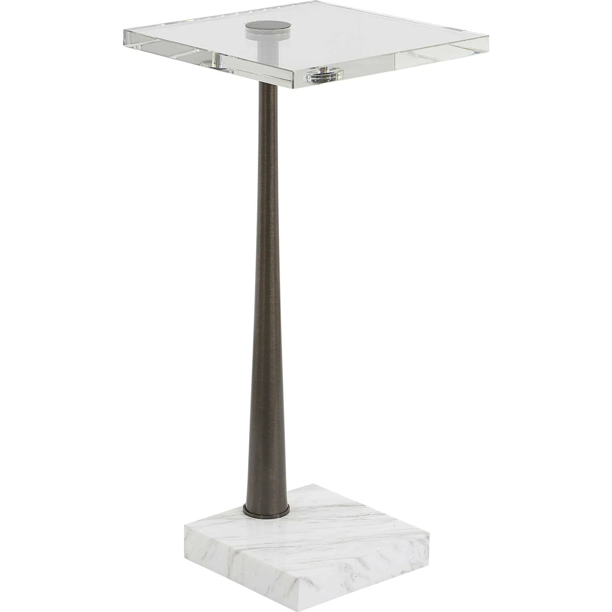 Pelton Glass Drink Table by Uttermost in black. Made from marble, iron in a modern style.