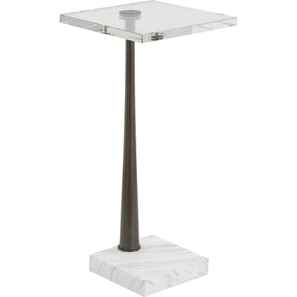 Pelton Glass Drink Table by Uttermost in black. Made from marble, iron in a modern style.
