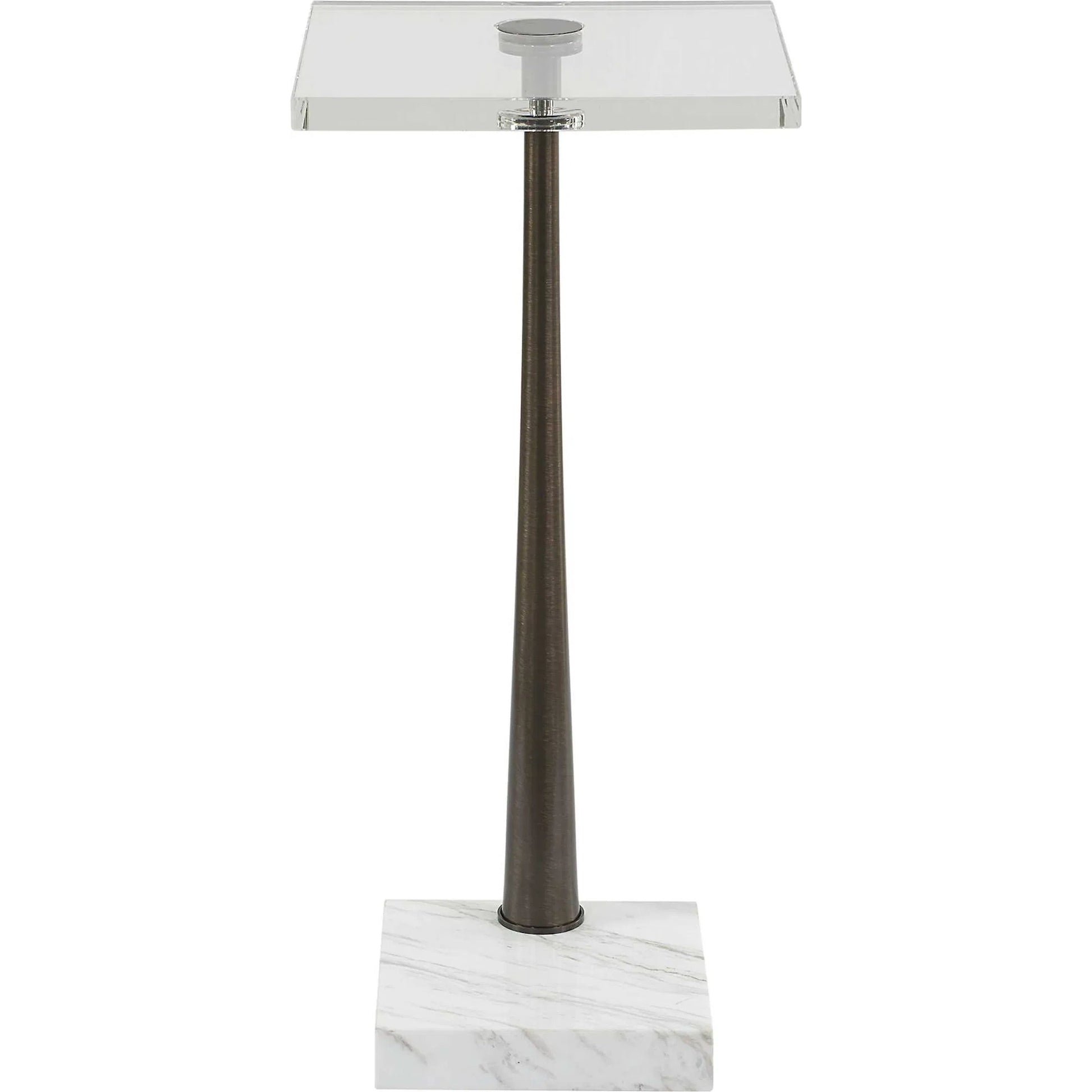 Pelton Glass Drink Table by Uttermost in black. Made from marble, iron in a modern style.