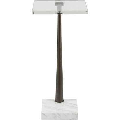 Pelton Glass Drink Table by Uttermost in black. Made from marble, iron in a modern style.