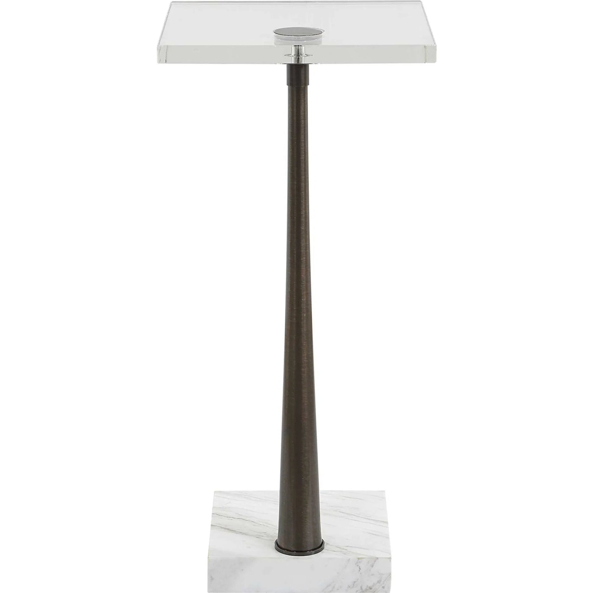 Pelton Glass Drink Table by Uttermost in black. Made from marble, iron in a modern style.