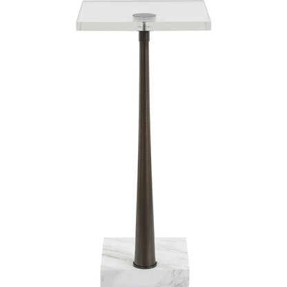 Pelton Glass Drink Table by Uttermost in black. Made from marble, iron in a modern style.