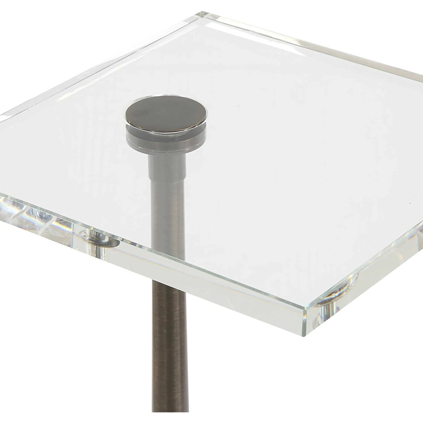 002 SI-2386777 | Closeup | Pelton Glass Drink Table by Uttermost in black. Made from marble, iron in a modern style.