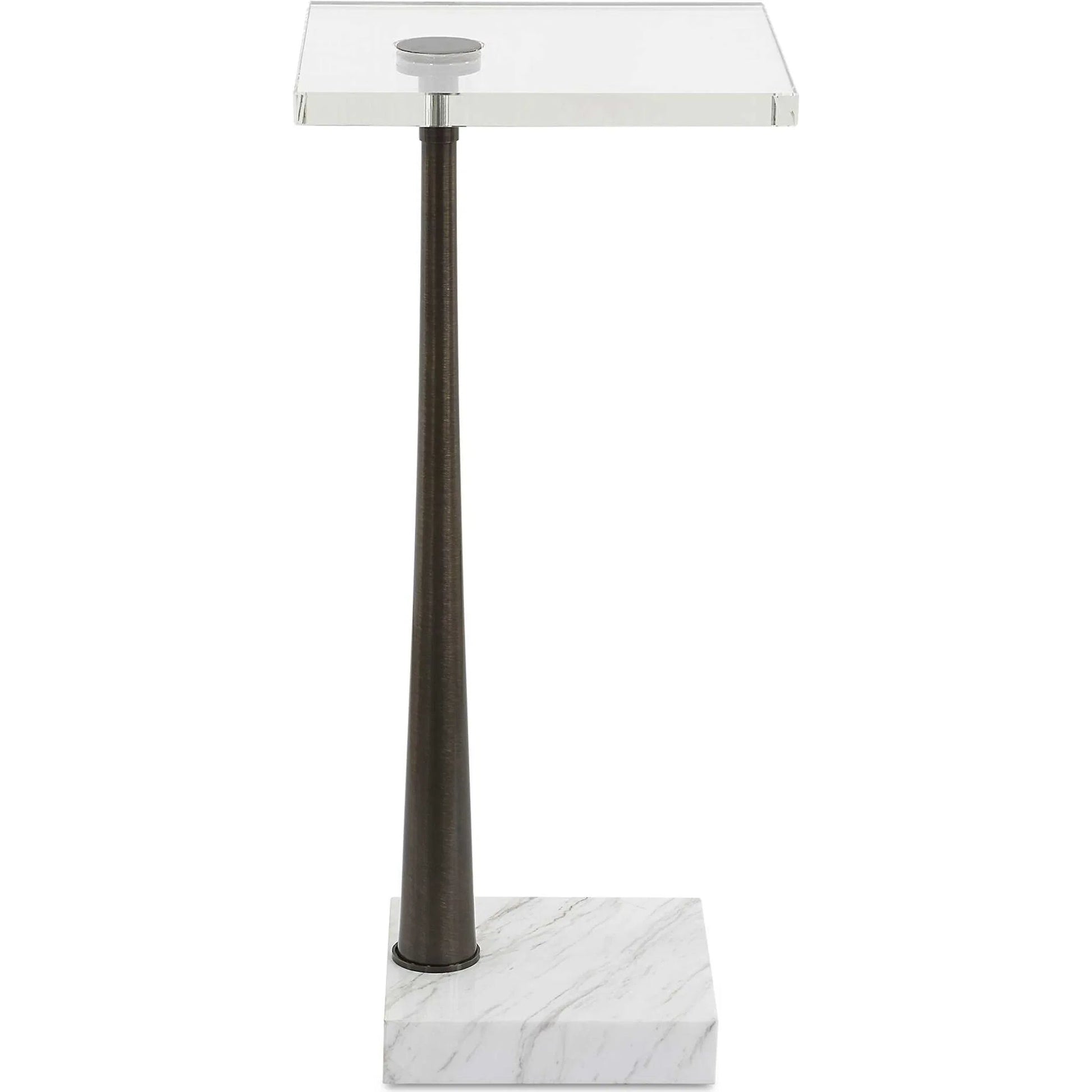 Pelton Glass Drink Table by Uttermost in black. Made from marble, iron in a modern style.