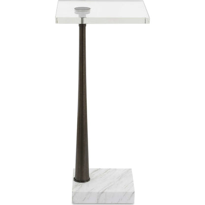 Pelton Glass Drink Table by Uttermost in black. Made from marble, iron in a modern style.