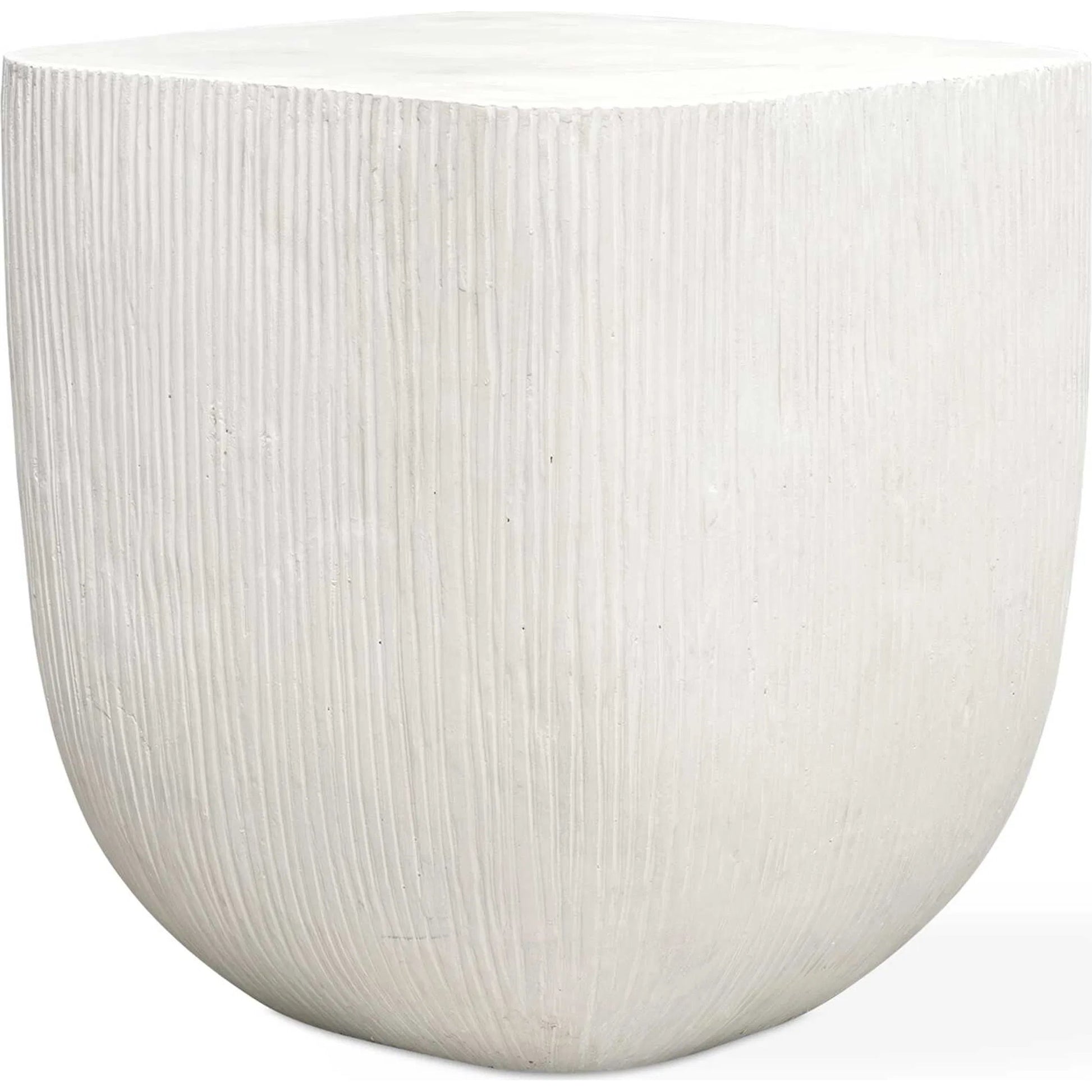 Alma Outdoor Side Table by Uttermost in limestone. Made from glass fiber reinforced concrete in a modern style.