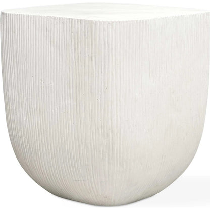 Alma Outdoor Side Table by Uttermost in limestone. Made from glass fiber reinforced concrete in a modern style.