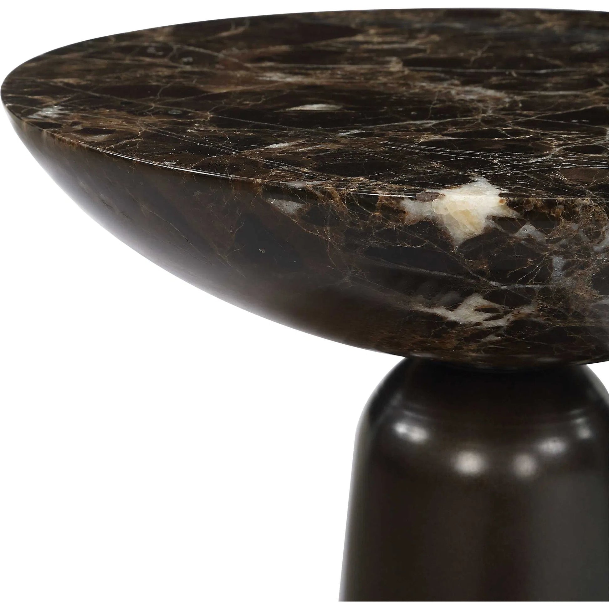 Hastings Accent Table by Uttermost in dark bronze. Made from marble, iron in a modern style.