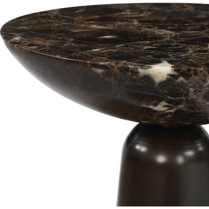 Hastings Accent Table by Uttermost in dark bronze. Made from marble, iron in a modern style.