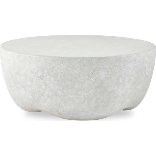 Wright Outdoor Coffee Table by Uttermost in white. Made from glass fiber reinforced concrete in a unique style.