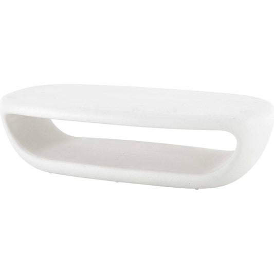 Leyton Outdoor Coffee Table by Uttermost in white. Made from glass fiber reinforced concrete in a unique style.