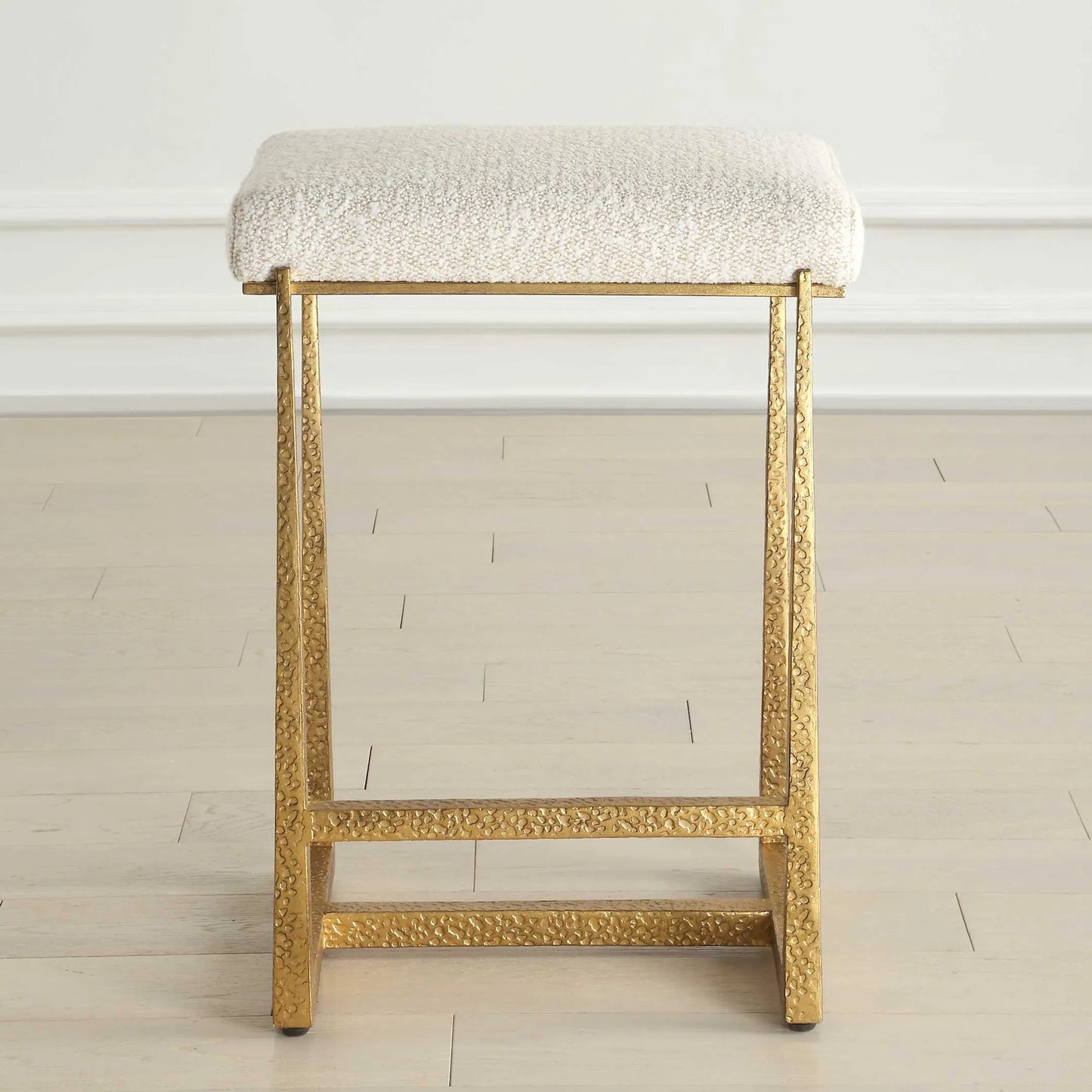 006 SI-2453138 | Lifestyle | Midas Counter Stool by Uttermost. Made from iron, mdf, foam, fabric in a transitional style.