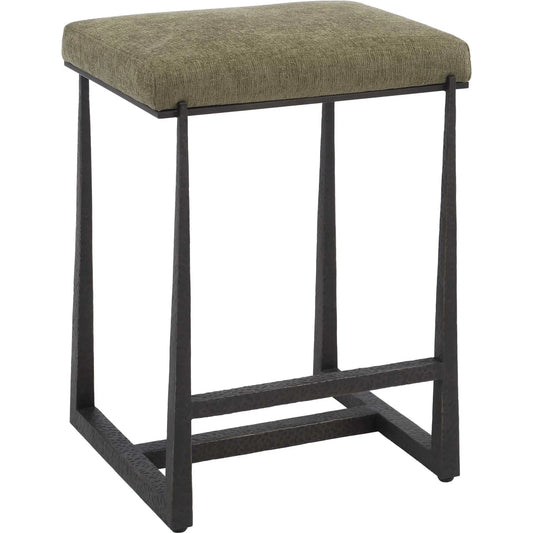 Midas Counter Stool by Uttermost. Made from iron, mdf, foam, fabric in a unique style.
