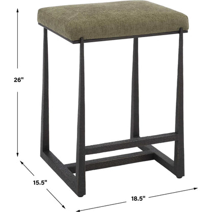 Midas Counter Stool by Uttermost. Made from iron, mdf, foam, fabric in a transitional style.