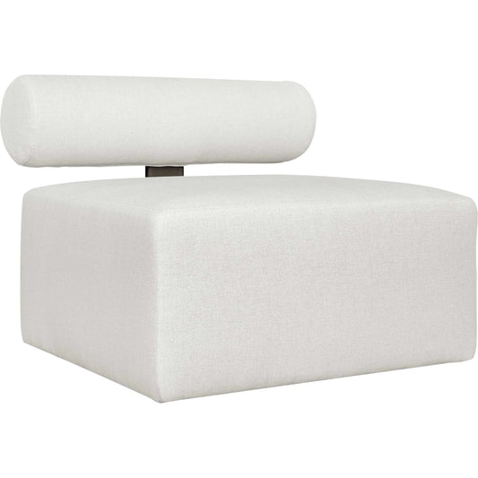 Bolster Back Armless Outdoor Sofa by Uttermost in oyster white. Made from metal aluminium, cushion crescent cloud dancer in a unique style.