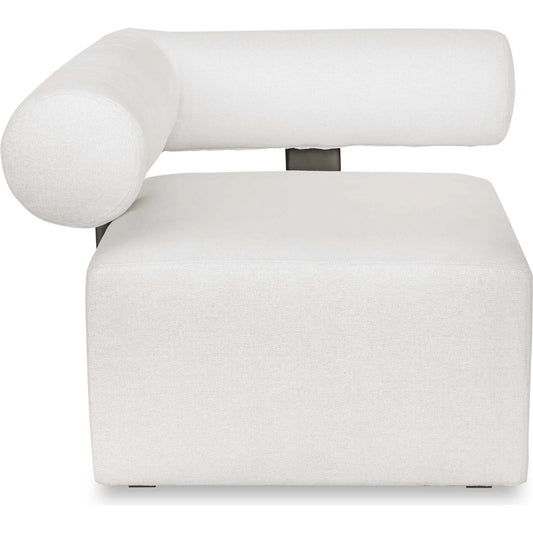 Bolster Back Outdoor Corner Sofa by Uttermost in oyster white. Made from metal aluminium, cushion crescent cloud dancer in a unique style.