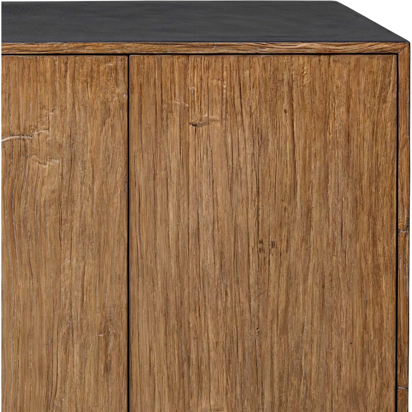 006 SI-2453132 | Closeup | Kelvin 5 Door Media Console by Uttermost in teak. Made from mdf concreate, mdf teak skin veneer, mdf mahogani veneer with mahogani wood in a transitional style.