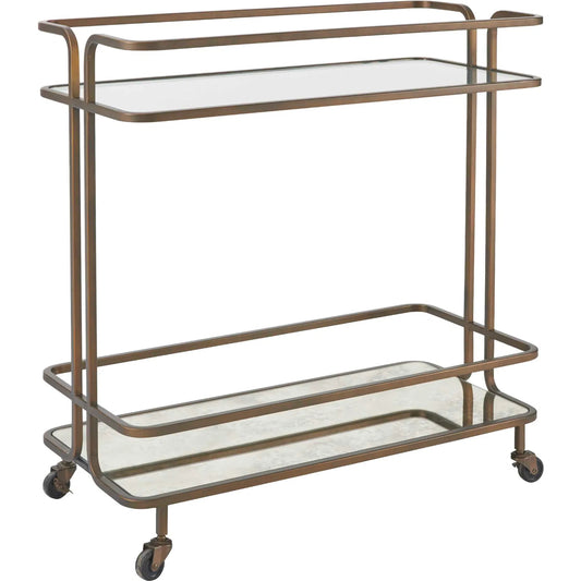 Erivo Bar Cart by Uttermost in bronze. Made from iron, tempered glass, mdf in a unique style.