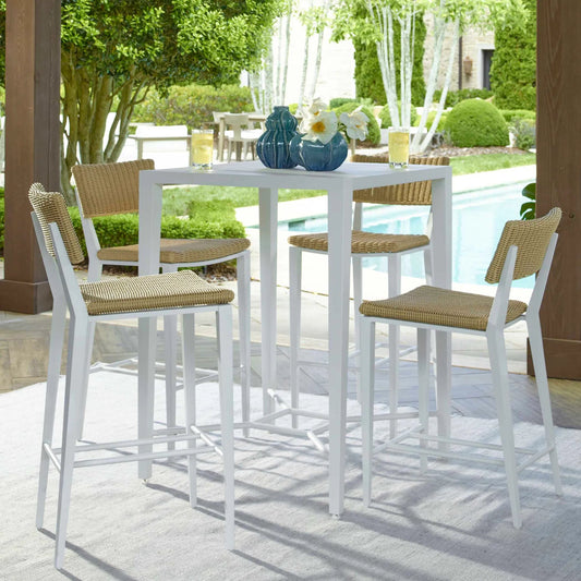 Montellano Outdoor Bar Table by Uttermost in white. Made from metal aluminium in a unique style.