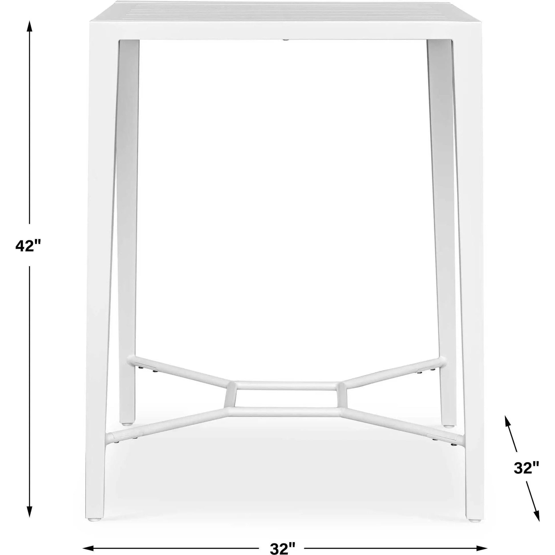 Montellano Outdoor Bar Table by Uttermost in white. Made from metal aluminium in a transitional style.