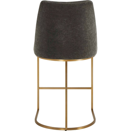 Hanni Counter Stool by Uttermost in gray, brass. Made from plywood, solid wood, stainless steel, foam, fabric in a eclectic & global style.
